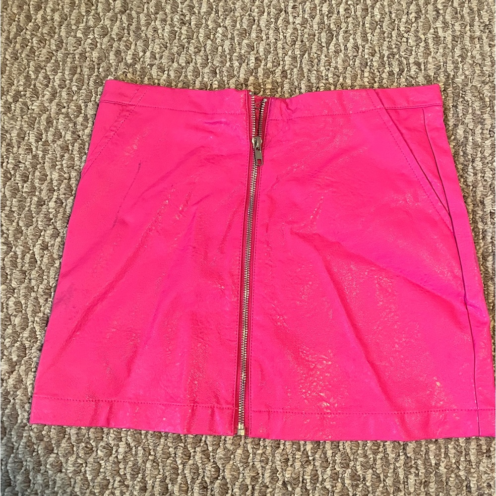 Hot pink leather skirt